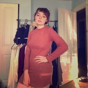 Pink Bodycon Sweater Dress